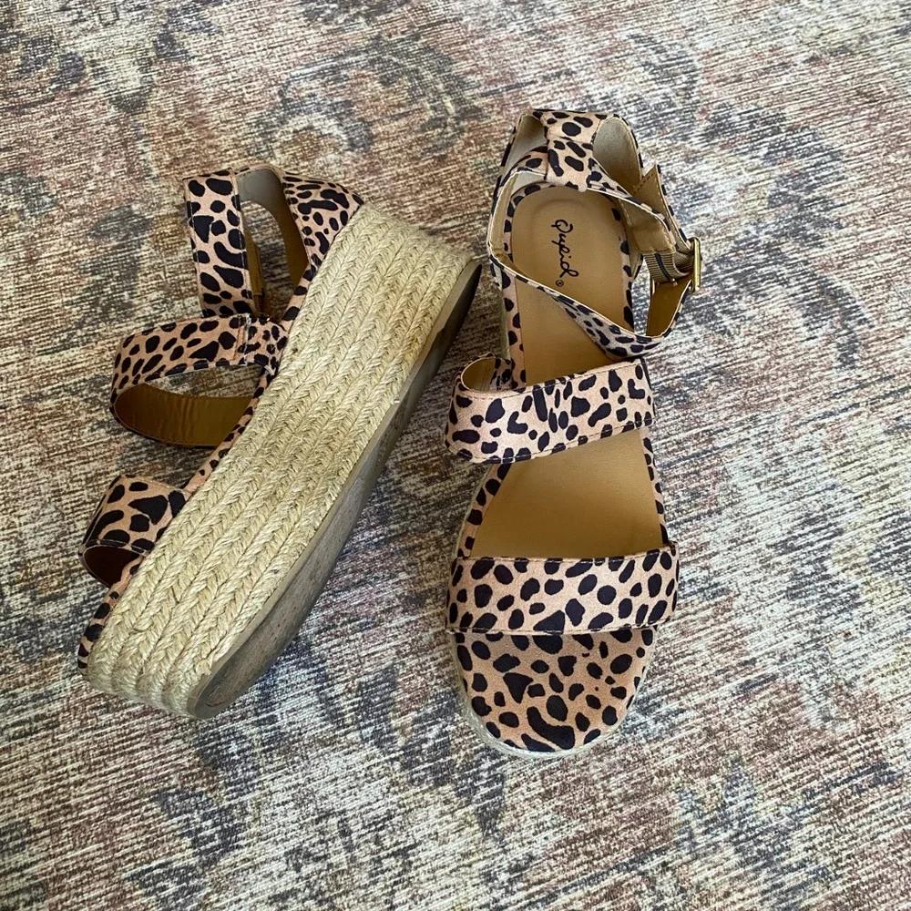 Vampy Festival Boho Qupid Cheetah Print Platform‎ Wedges SZ 10